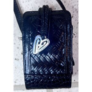 COPY - Brighton Black Leather Silver Heart Phone Case Cigarette Case Cross Body…